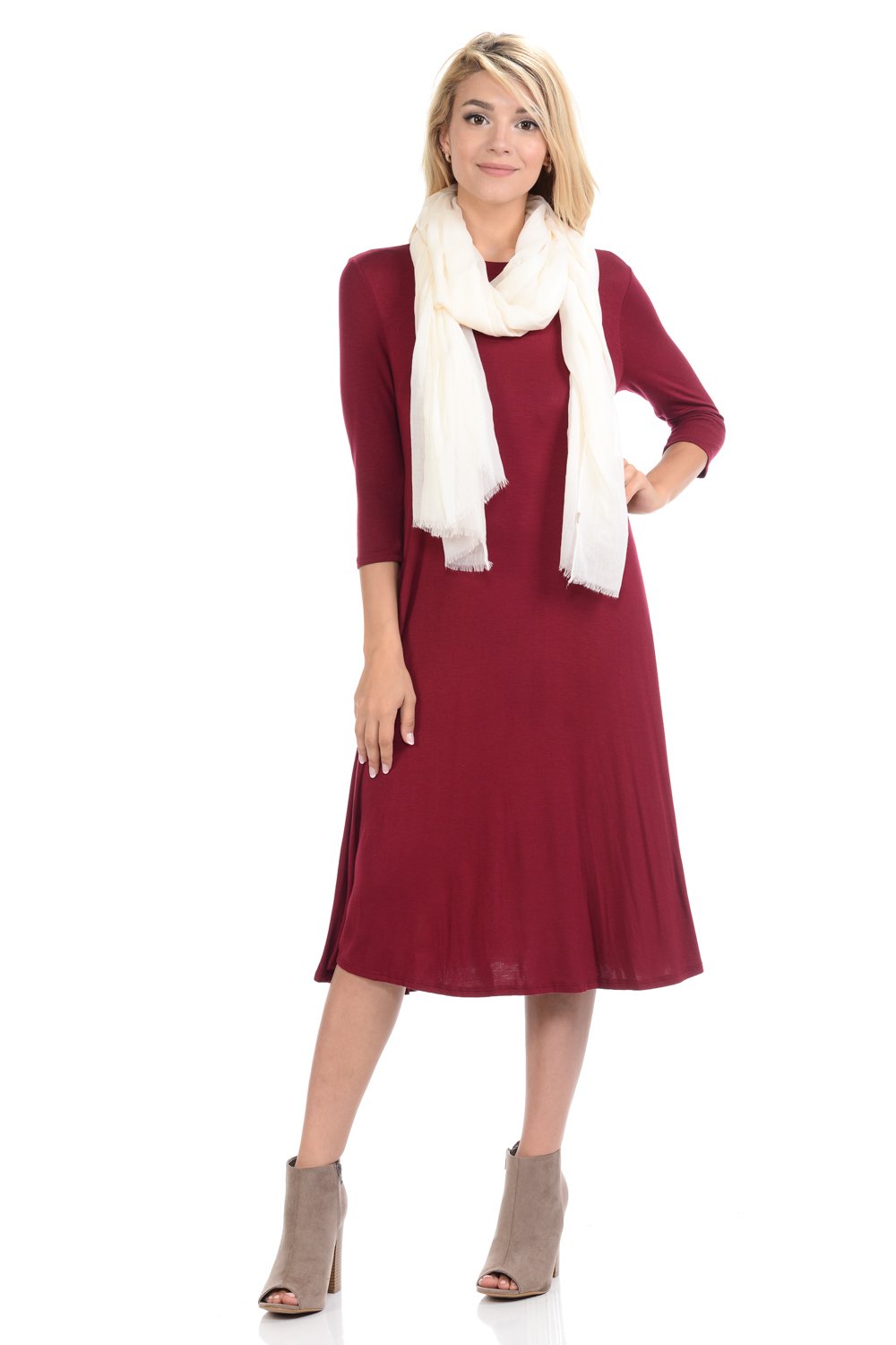 A-Line Swing Trapeze Midi Dress