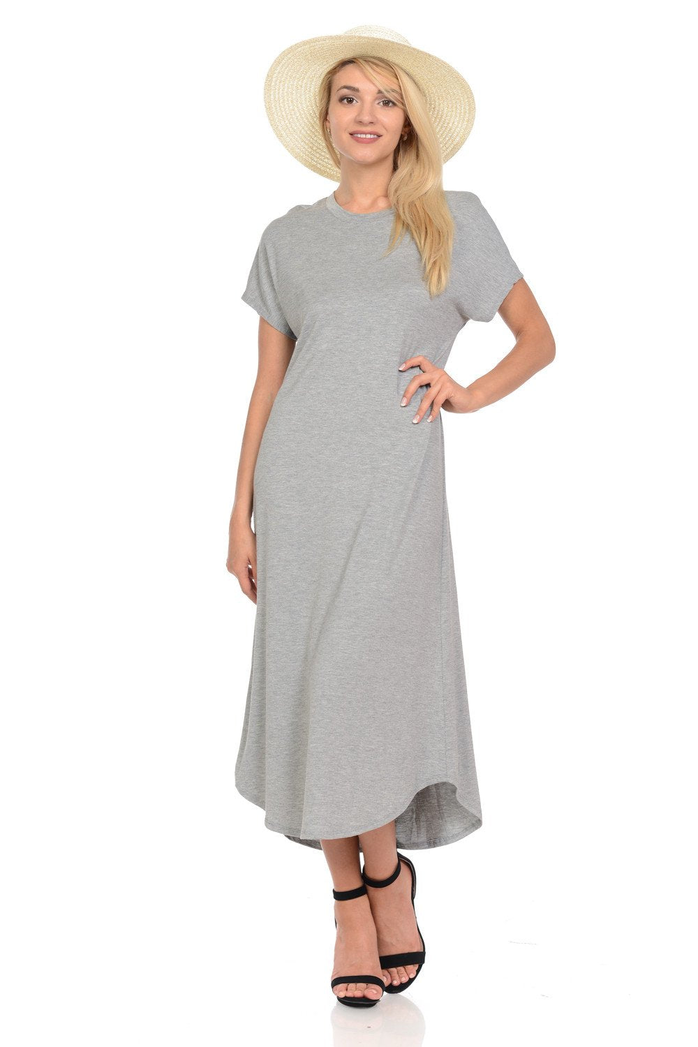 A-Line Short Sleeve Midi Dress
