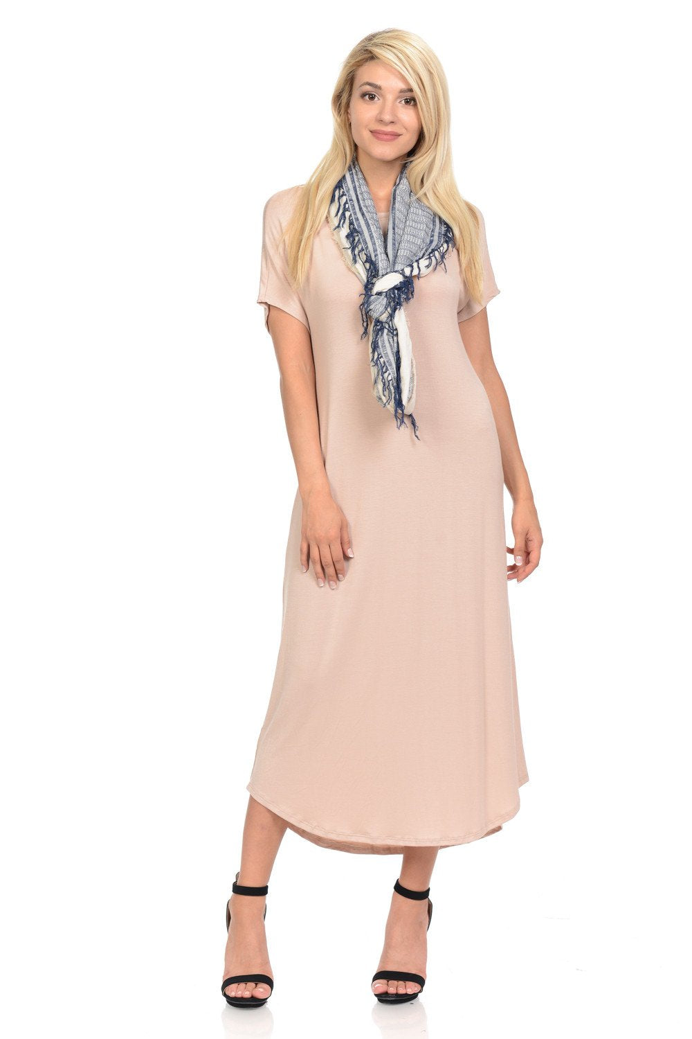 A-Line Short Sleeve Midi Dress