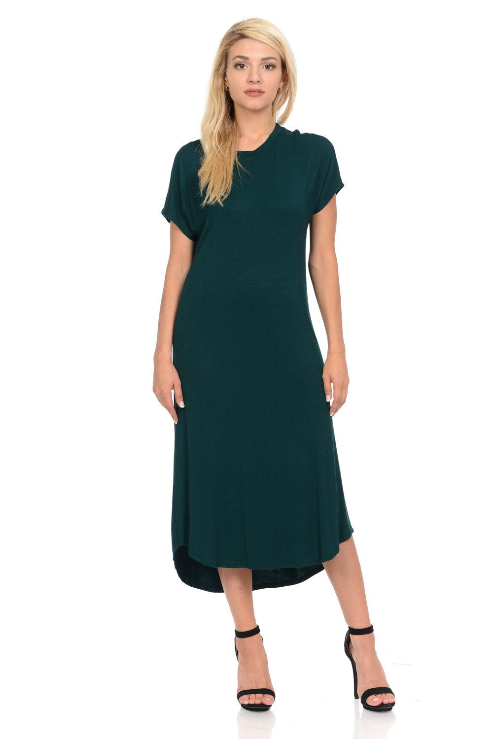 A-Line Short Sleeve Midi Dress
