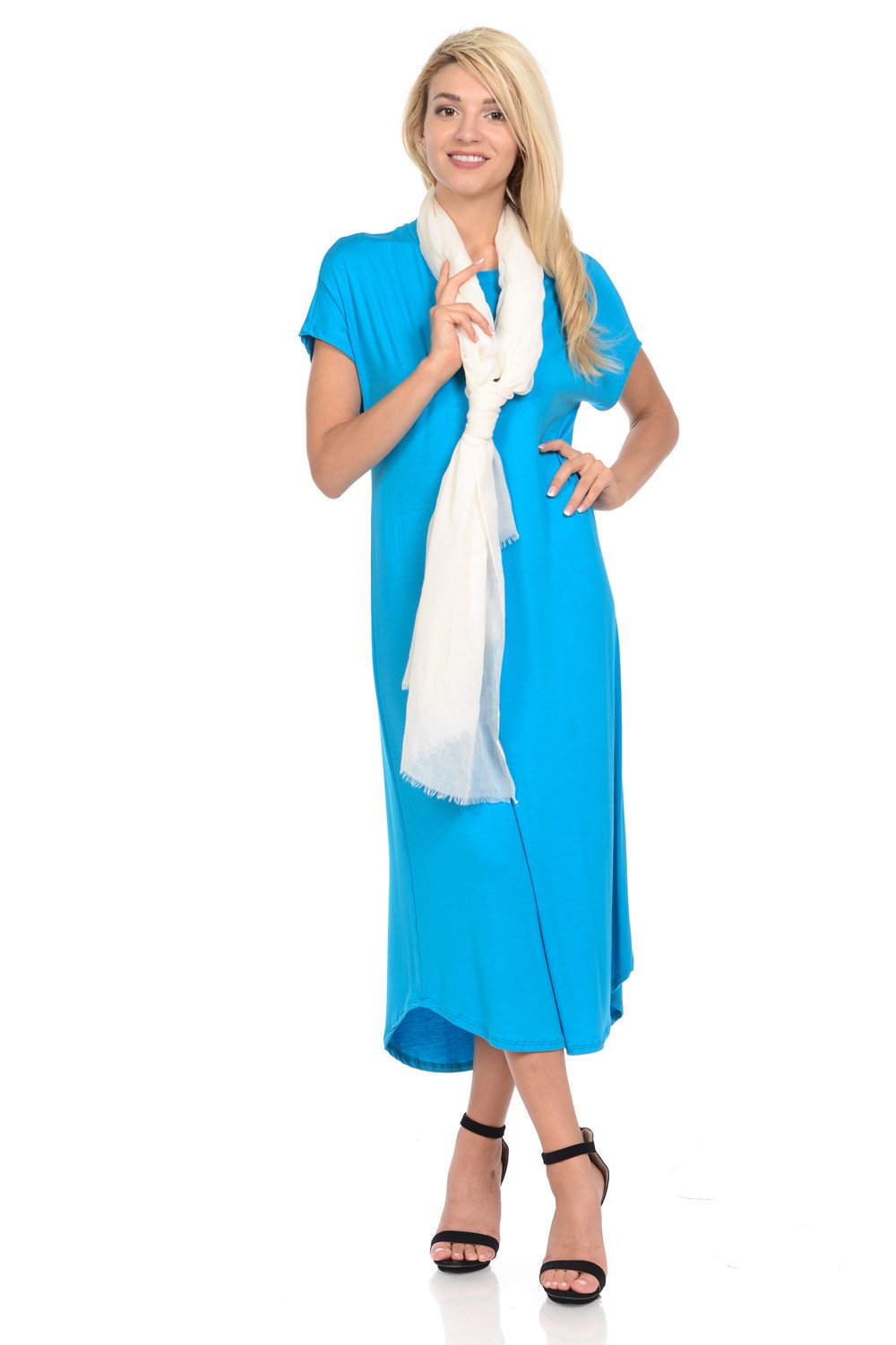 A-Line Short Sleeve Midi Dress