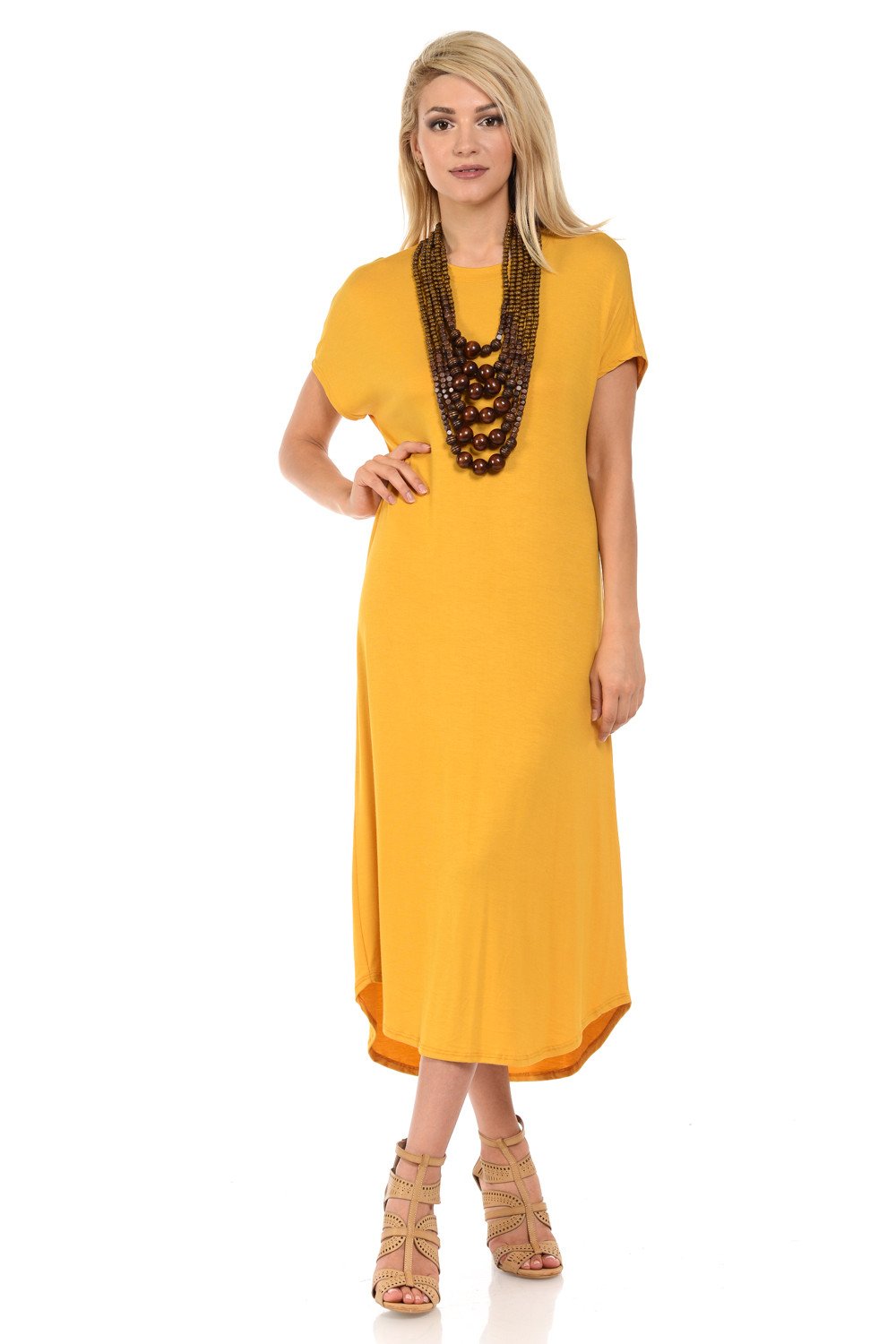 A-Line Short Sleeve Midi Dress