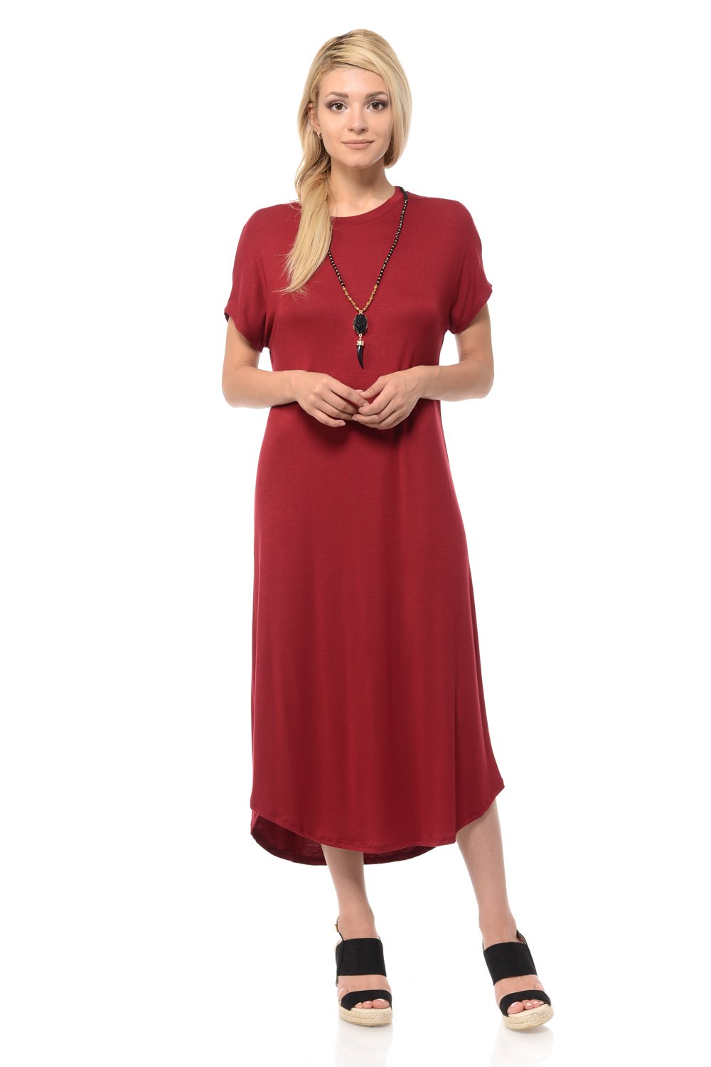 A-Line Short Sleeve Midi Dress