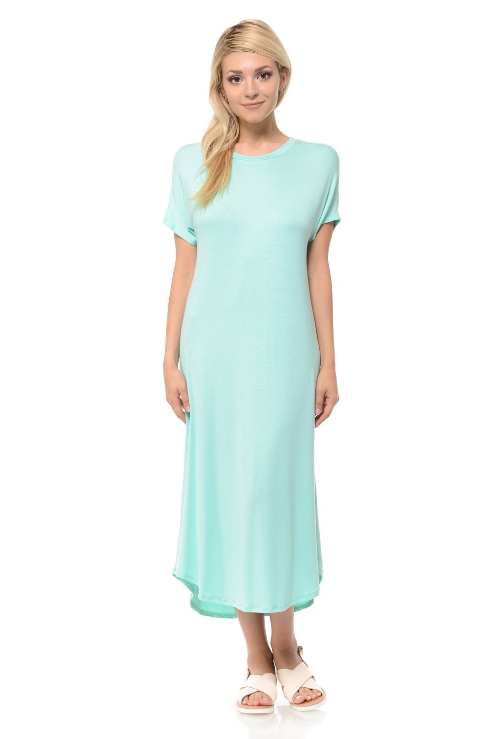 A-Line Short Sleeve Midi Dress