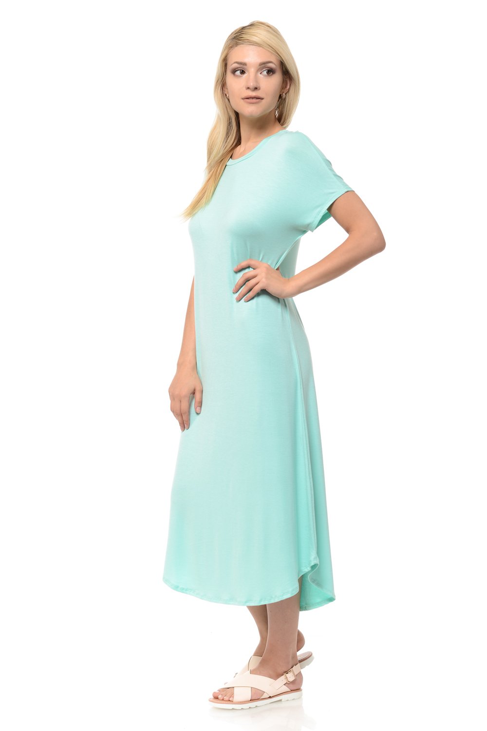 A-Line Short Sleeve Midi Dress