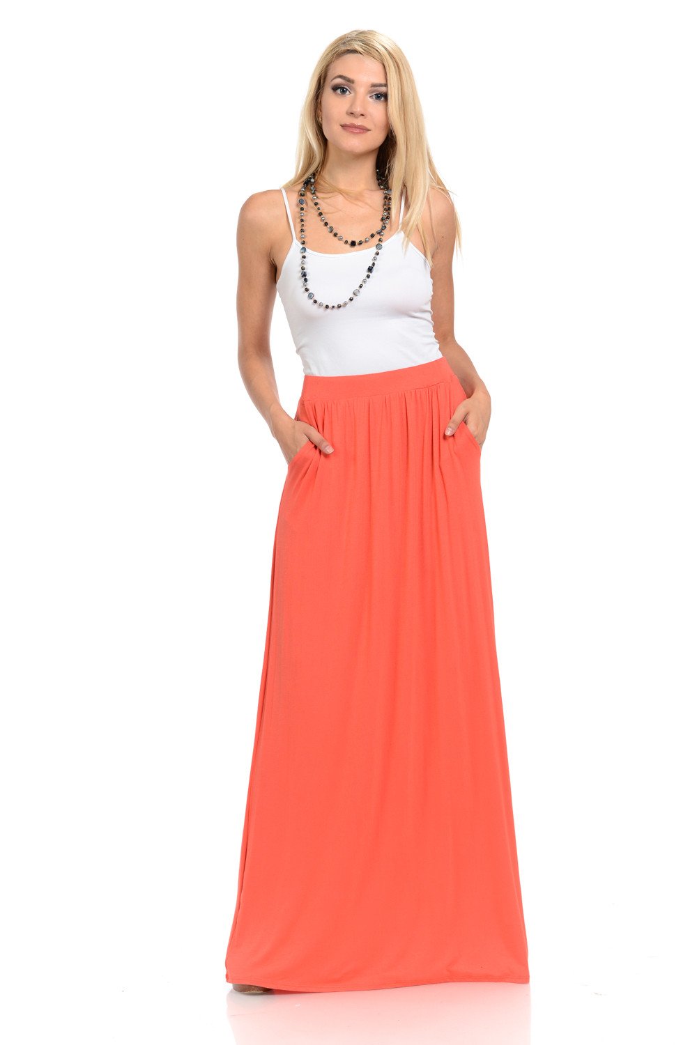 Maxi Skirt with Elastic Waistband and Pockets