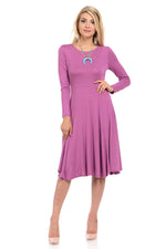 Long Sleeve Fit and Flare Midi Dress