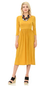 Fit and Flare Midi Dress with Pockets in Solid