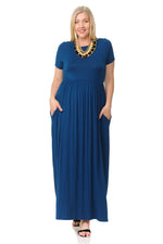 Short Sleeve Maxi Dress with Pockets Plus Size