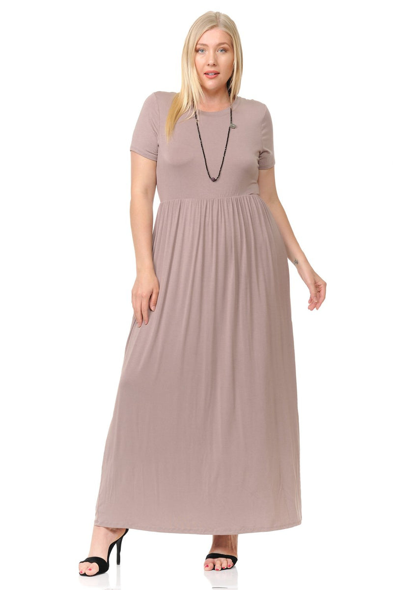 Short Sleeve Maxi Dress with Pockets Plus Size