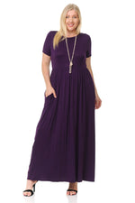 Short Sleeve Maxi Dress with Pockets Plus Size