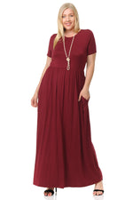 Short Sleeve Maxi Dress with Pockets Plus Size