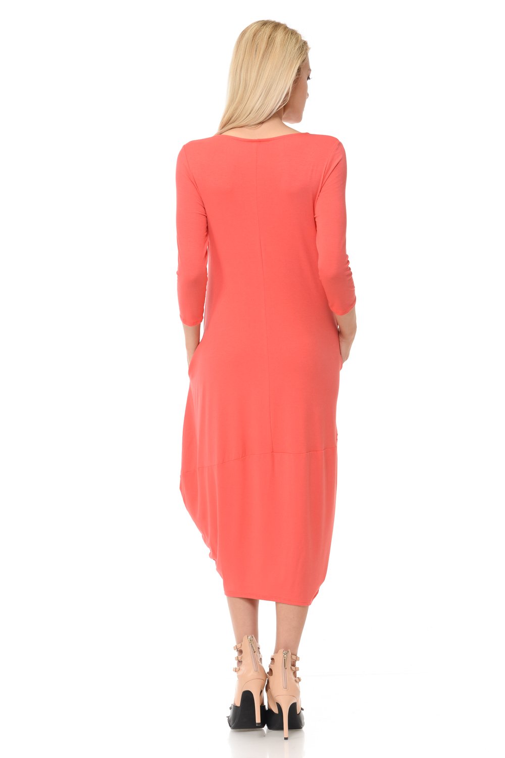 Cocoon 3/4 Sleeves Midi Dress