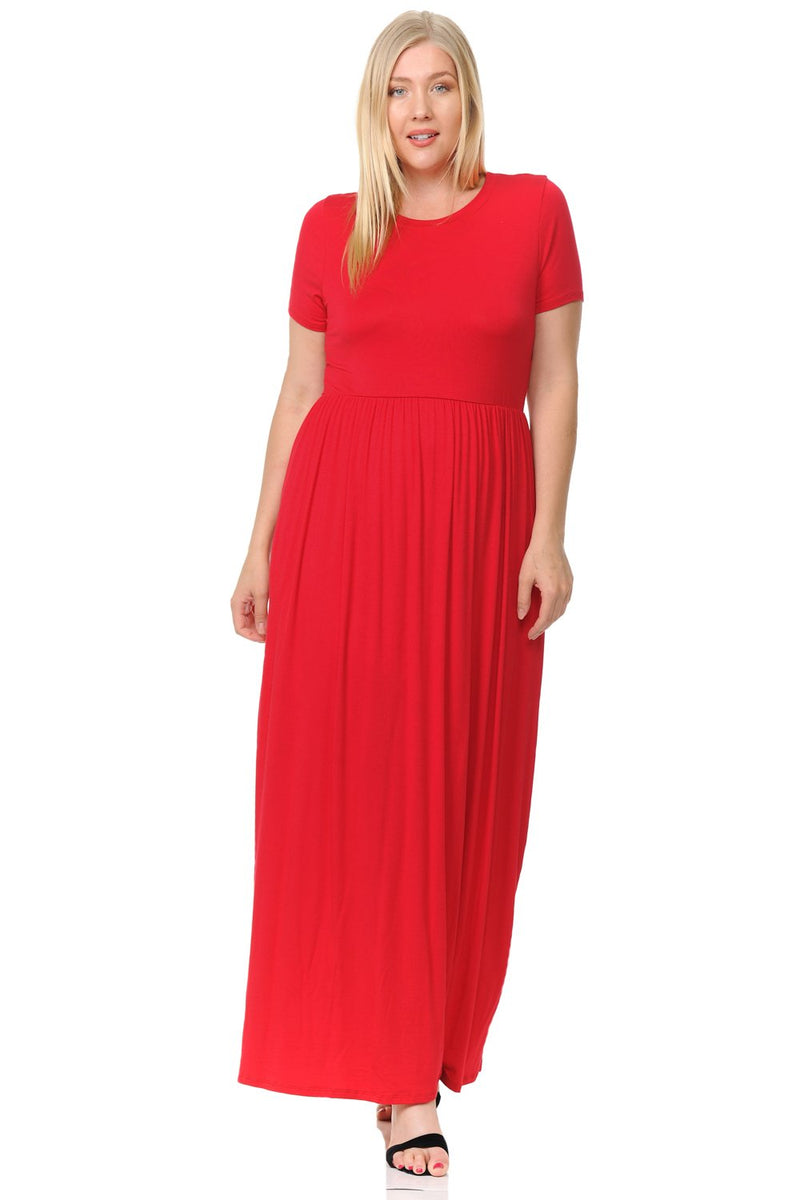 Short Sleeve Maxi Dress with Pockets Plus Size