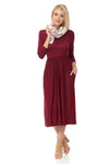 Fit and Flare Midi Dress with Pockets in Solid