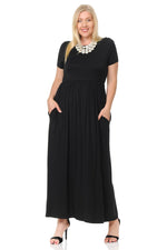 Short Sleeve Maxi Dress with Pockets Plus Size