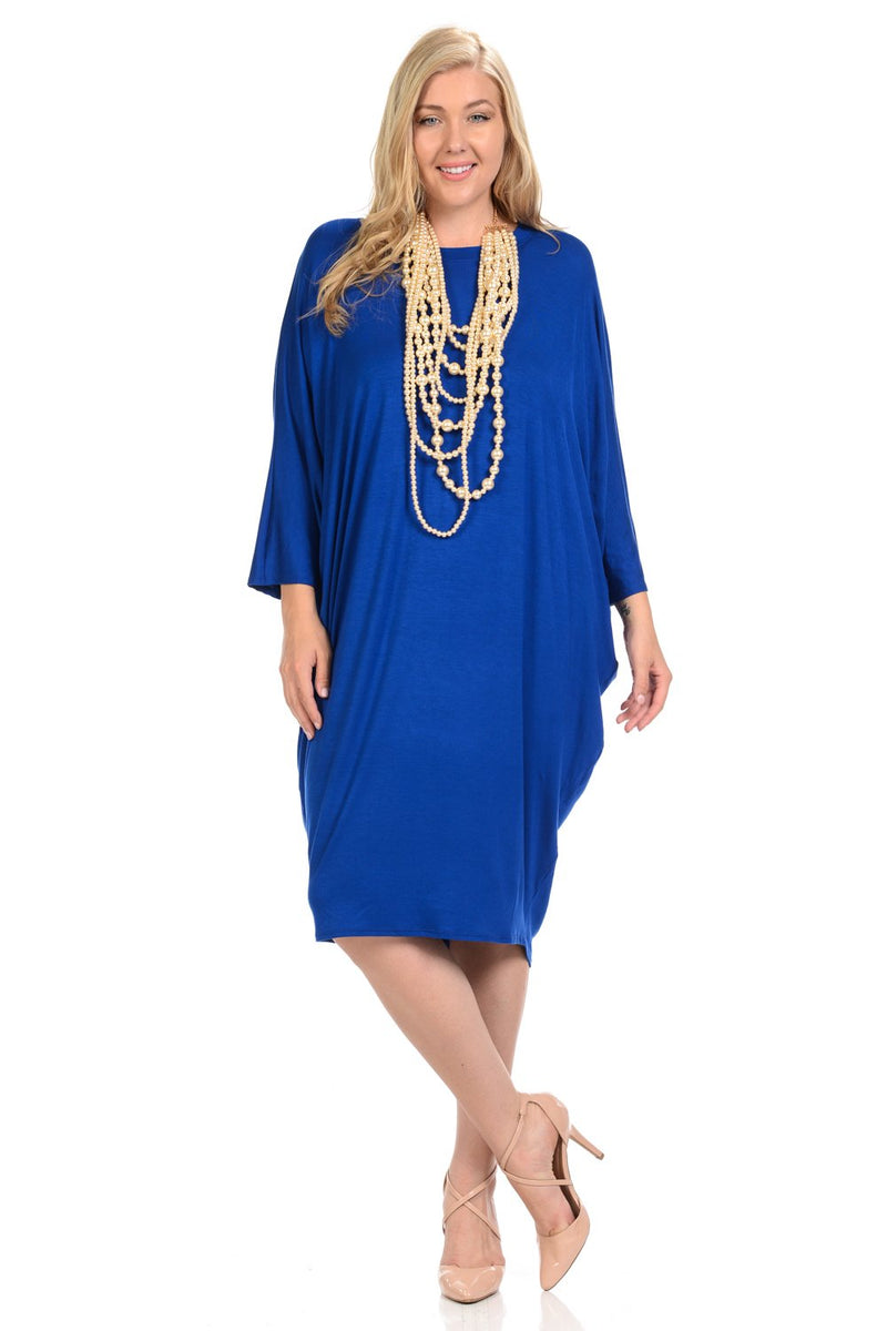 Side Draped Dolman Sleeve Dress Plus Size