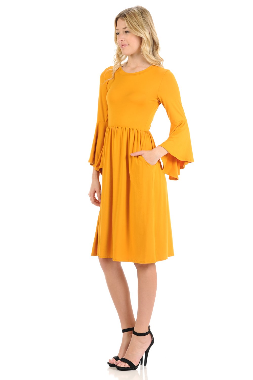 Fit and Flare Dress with Dramatic Bell Sleeve