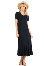 A-Line Ruffle Hemline Midi Dress