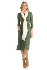 Fit and Flare Midi Dress with Pockets in Solid