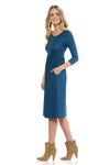 Fit and Flare Midi Dress with Pockets in Solid
