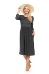 Fit and Flare Midi Dress with Pockets in Solid