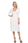 Fit and Flare Midi Dress with Pockets in Solid