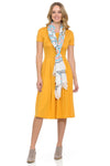 Short Sleeve Pleated Midi Dress with Pockets