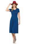 Short Sleeve Pleated Midi Dress with Pockets