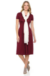 Short Sleeve Pleated Midi Dress with Pockets