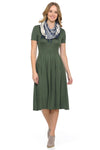 Short Sleeve Pleated Midi Dress with Pockets