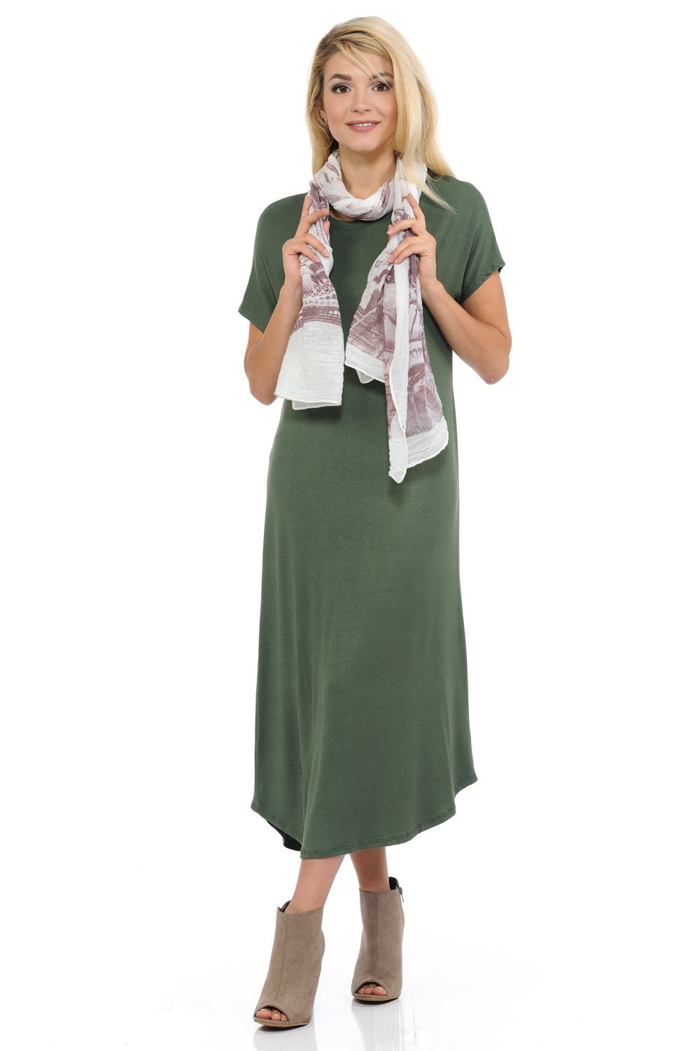 A-Line Short Sleeve Midi Dress
