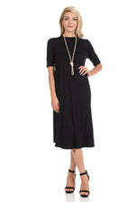 Mock Neck Trapeze Midi Dress