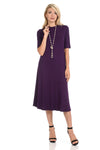 Mock Neck Trapeze Midi Dress