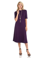 Mock Neck Trapeze Midi Dress