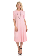 Mock Neck Trapeze Midi Dress