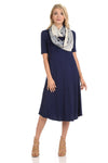 Mock Neck Trapeze Midi Dress