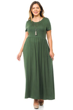 Short Sleeve Maxi Dress with Pockets Plus Size
