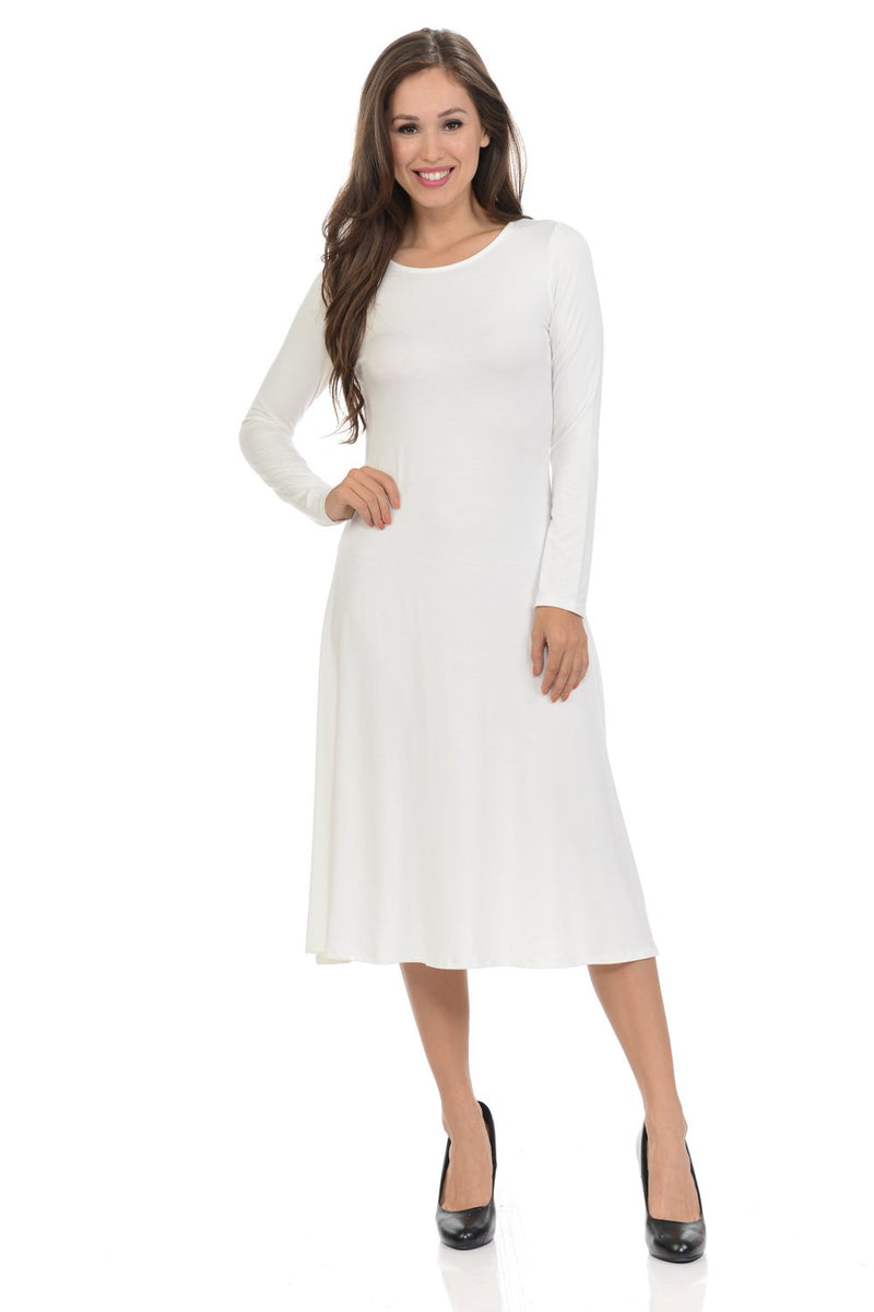 Long Sleeve A-Line Midi Dress