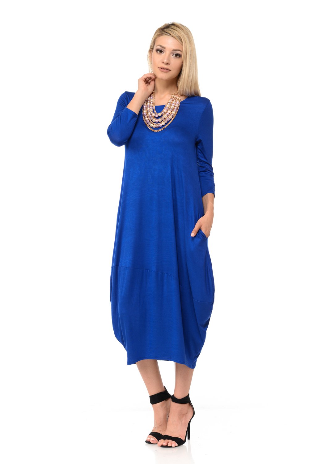 Cocoon 3/4 Sleeves Midi Dress