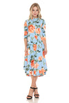 A-Line Swing Trapeze Midi Dress Floral