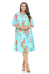 A-Line Trapeze Midi Dress Floral Print Plus Size