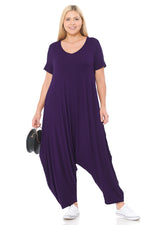 Short Sleeve Harem Jumpsuit Plus Size