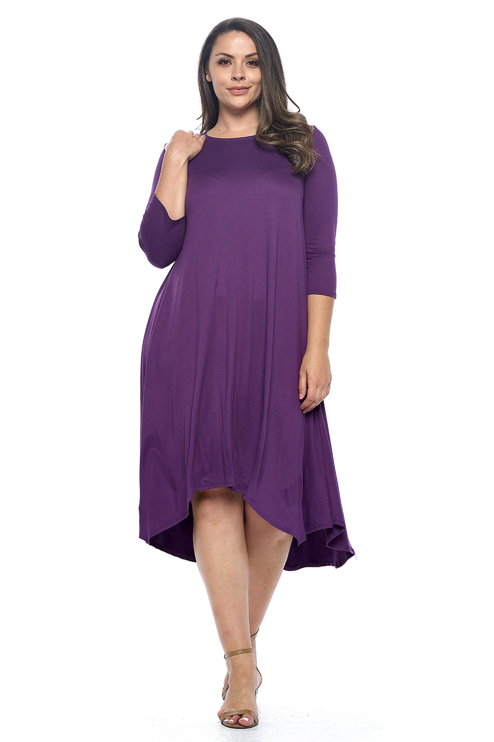Asymmetric Hem Midi Dress Plus Size
