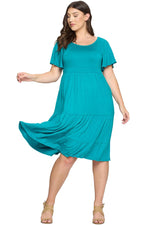 Ruffle Sleeve Tiered Babydoll Dress Plus Size
