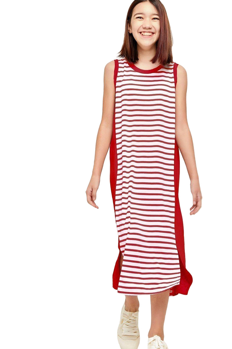 Color-Block Sleeveless Dress with Removable Label