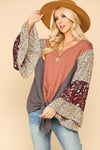 Floral Print Ruffle Sleeves Top