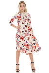 A-Line Swing Trapeze Midi Dress Floral