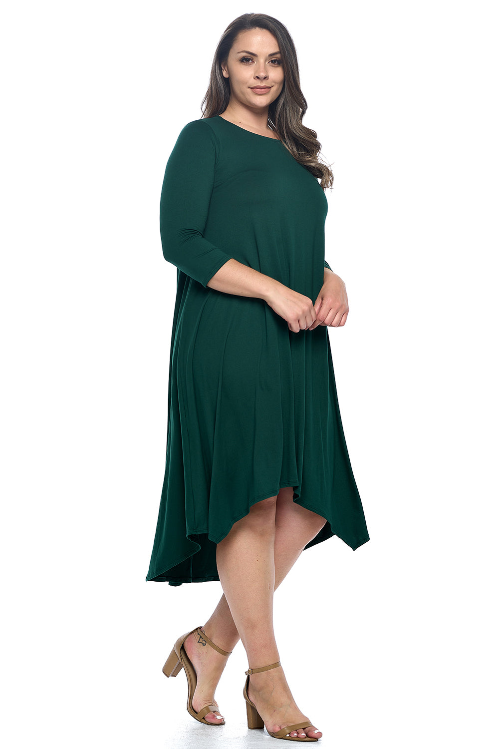 Asymmetric Hem Midi Dress Plus Size