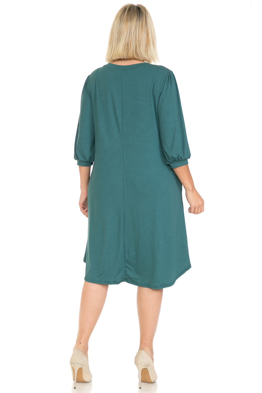 Balloon Sleeve Midi Dress Plus Size